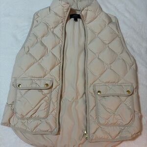 J.Crew Excursion Quilted Down Vest Cream Bisque, Size L